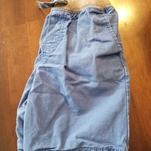 Boys blue khaki shorts with tie waist